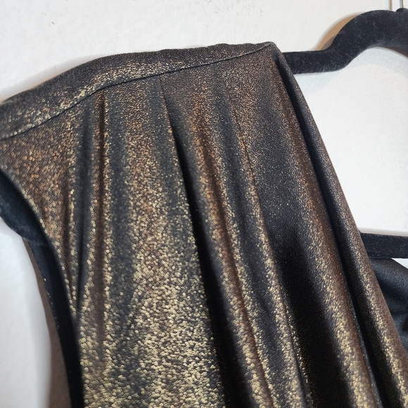 NWT Avenue Gold Metallic Black Stretchy Sleeveless Drape Neck Dress Sz 26/28 4X - Picture 3 of 14
